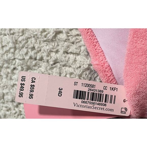 NWT Victorias Secret 2 Pc Bikini 34D/M Essential Triangle Boyshort Bottom Pink - Picture 13 of 16